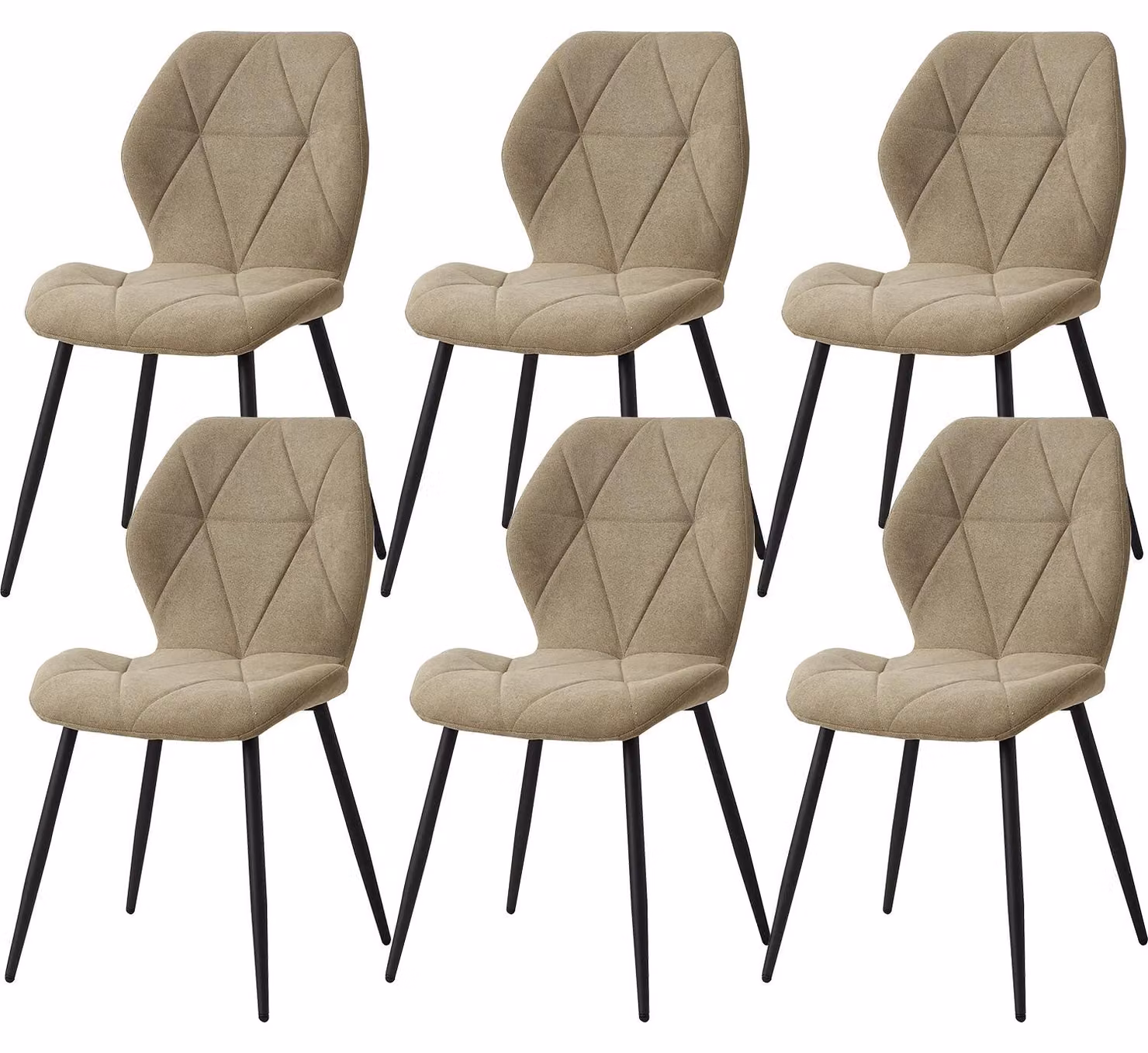 Set di 6 sedie da pranzo - Sedie da pranzo moderne - Struttura in metallo - Design minimalista - Non girevoli - Senza braccioli - Verde