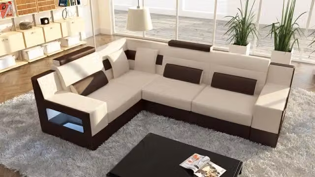 Wohnlandschaft Sofa Couch Polster Ecke Ecksofa Garnitur Leder Sofas