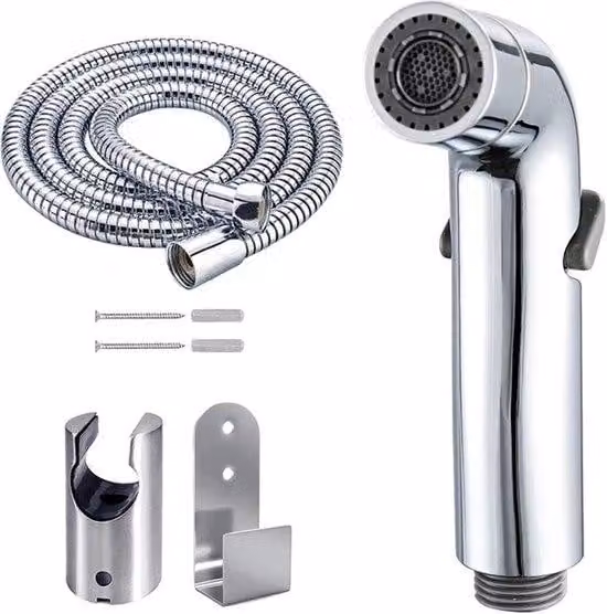 Set WC con bidet, dotato di doccetta a risparmio idrico e adattatore per bidet da WC