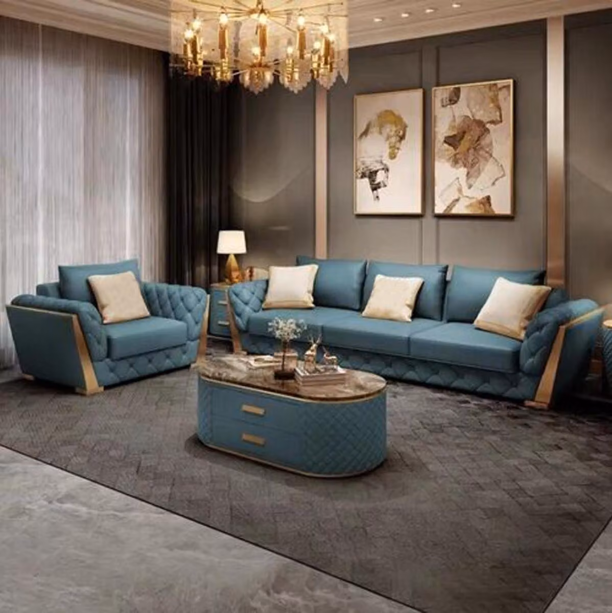 Sofa 3 Sitzer Wohnlandschaft Sofas Couch Polster Garnitur Leder Modern
