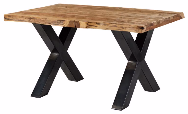 MASSIVMOEBEL24 | FREEFORM 5 tavolo da pranzo in legno di sheesham - sabbiato natur / gambe in ferro X antracite lucido 140x90