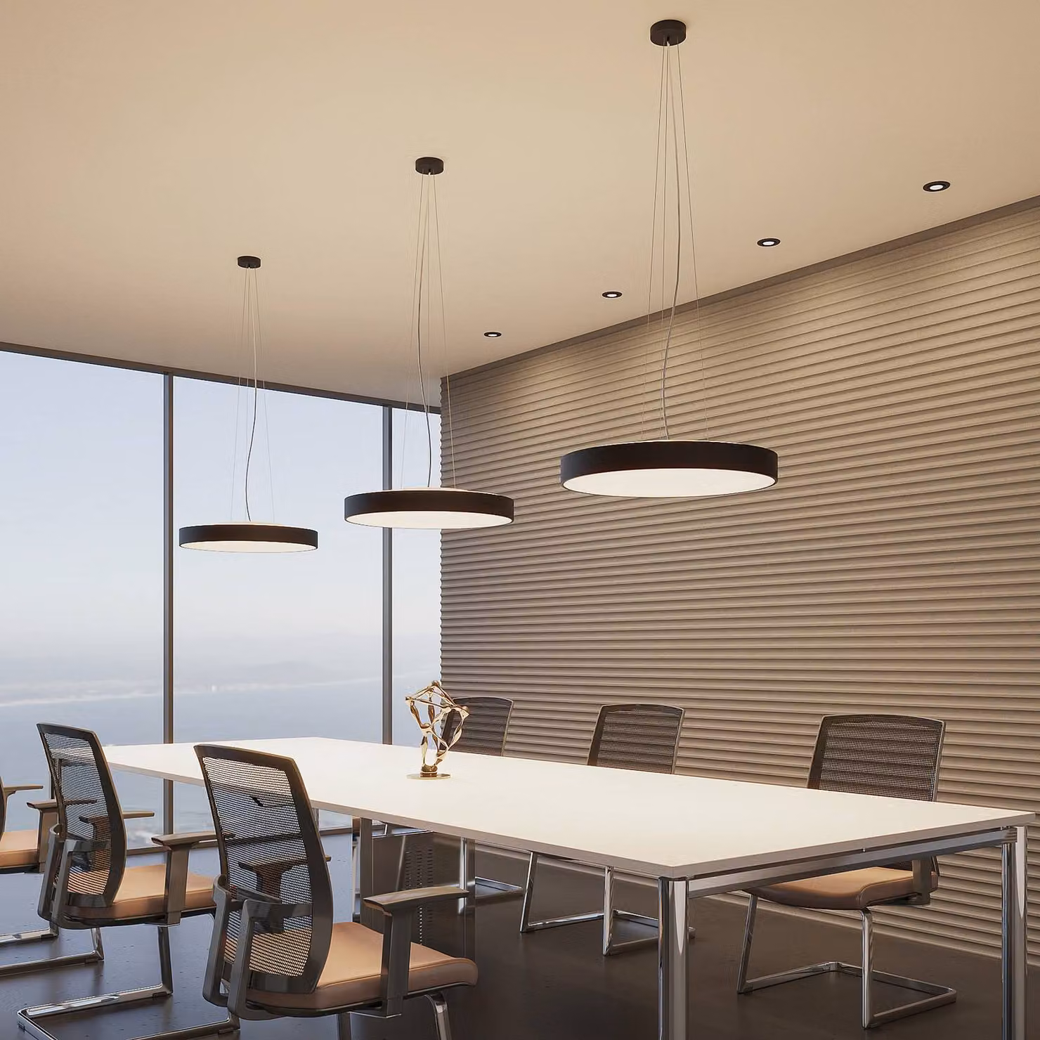 Lampada LED a sospensione Vanida, nero, Ø 60 cm, su/giù Vanida Arcchio, dimmerabile, Nero, Cucina, Alluminio, Moderno