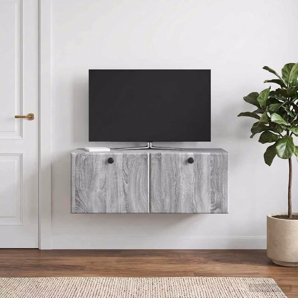 Mobile Porta TV da Muro vidaXL Moderno in MDF Grigio L: 78,5 cm, P: 31 cm, H: 30 cm