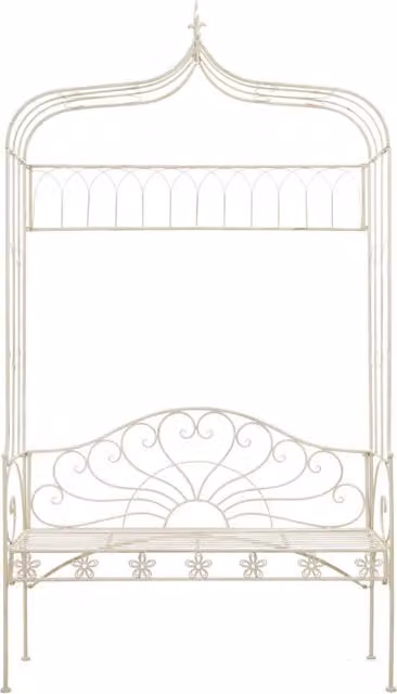Panchina da giardino vidaXL in acciaio verniciato bianco anticato L: 122 cm