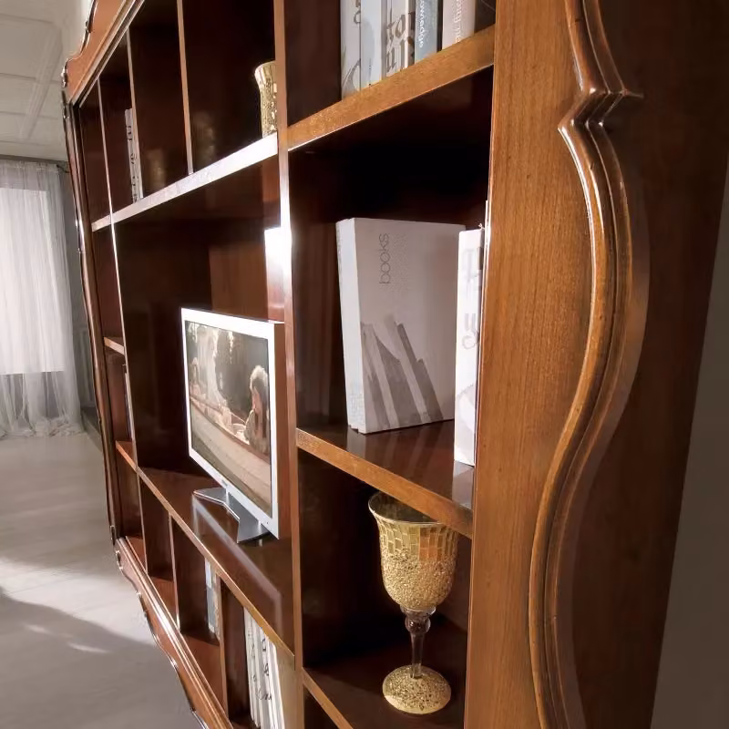 Parete porta TV sospesa con cornice in legno Bassano Mobili 2G marrone L: 235 cm, P: 37 cm, H: 192 cm – 3