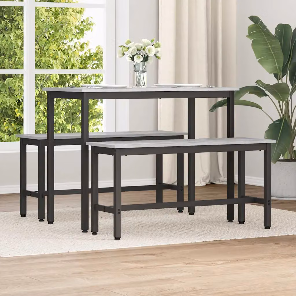 Panchina da pranzo moderna vidaXL in MDF e metallo, Grigio, L 100 x P 32,5 x H 48,5 cm