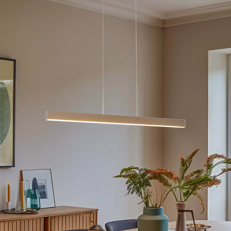 Lampada LED a sospensione Broll, bianco crema Broll Argon, Bianco / Opale, Soggiorno / Sala da pranzo, Metallo, Moderno