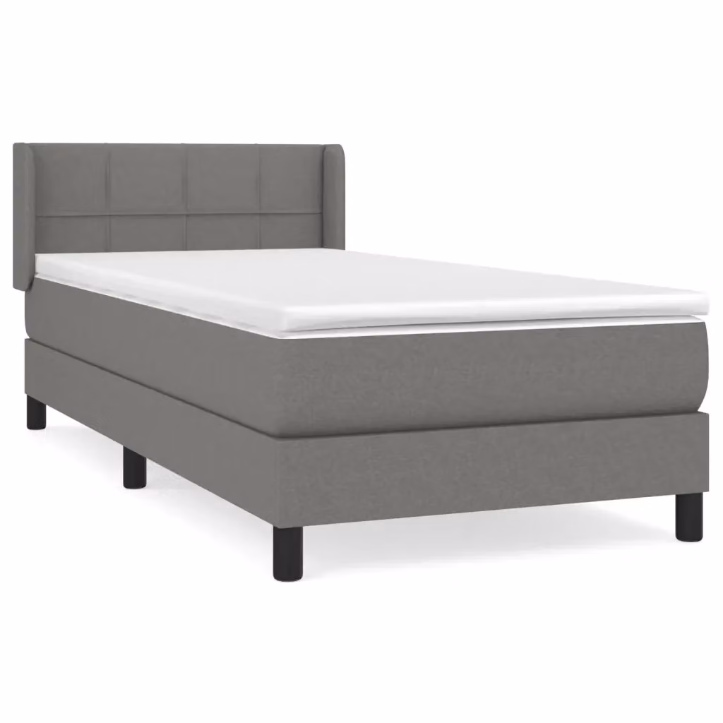 Letto Ibrido vidaXL con Materasso a Molle in Grigio e Bianco L/P/H: 90 x 200 x 88 cm – 2
