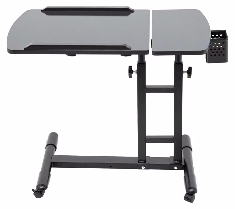 Stazione di lavoro per tatuaggi - Tavolo da lavoro mobile - Regolabile in altezza da 57,5 a 90 cm - Doppio piano di lavoro - Realizzato in metallo e pannello MDF - Capacità di carico: 12,5 kg - Colore: nero