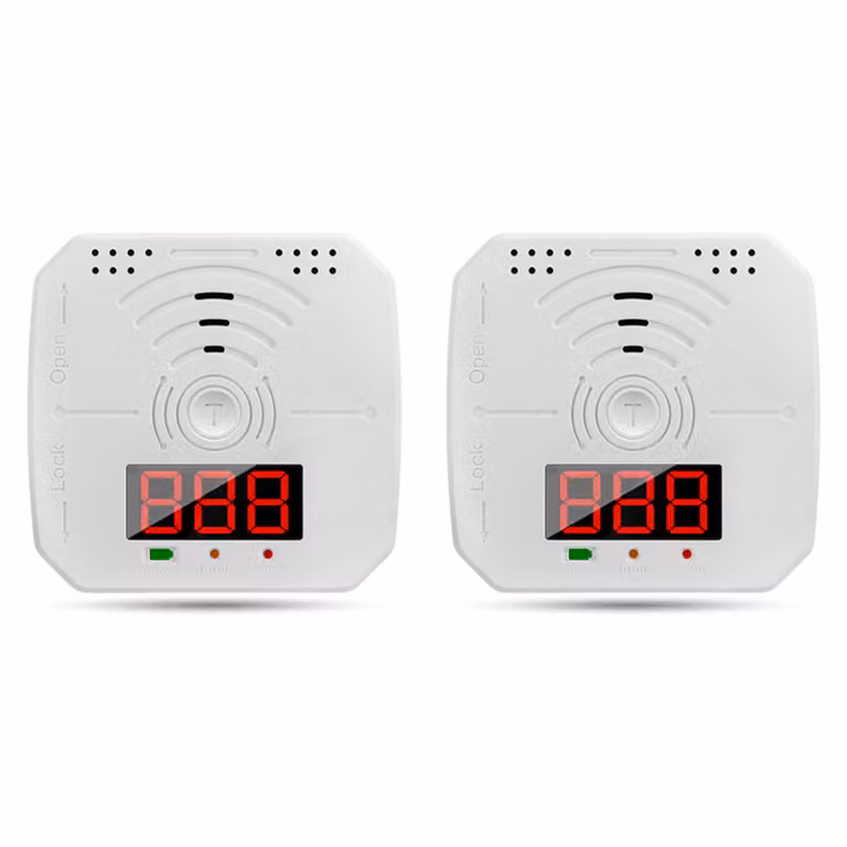 set di 2 rilevatori di monossido di carbonio - Allarme CO portatile con display LCD, segnale luminoso e sonoro - Per casa, cucina, ufficio, hotel - Funzionamento a batteria (senza batteria)