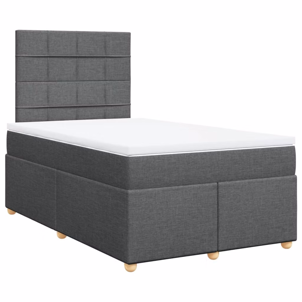 Giroletto a Molle con Materasso Grigio Scuro 120x200 cm Tessuto