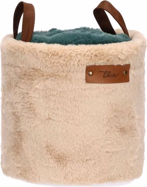 Set cesto e plaid Thun verde e beige per adulti