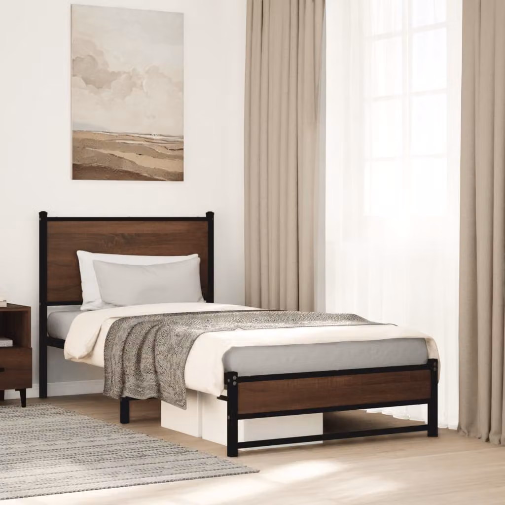 vidaXL Giroletto in metallo color rovere marrone, L/P/H: 90 x 200 cm