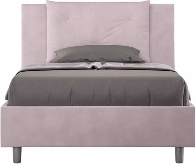 Letto una piazza e mezza senza rete imbottito 110x210 microfibra glicine Appia