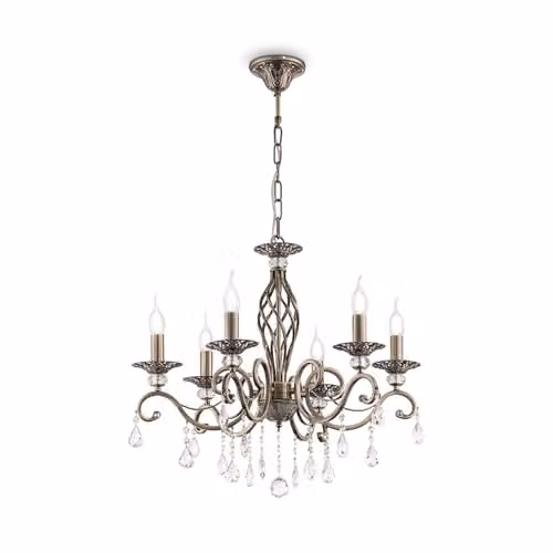 Lampadario Classico Grace Metallo Ottone 6 Luci