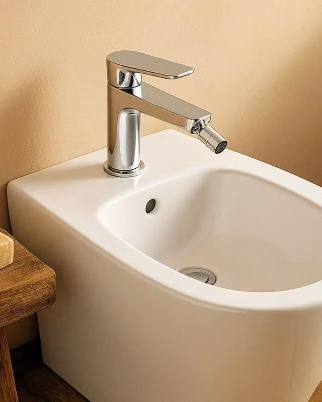 Rubinetto bidet senza scarico in ottone cromato Momo