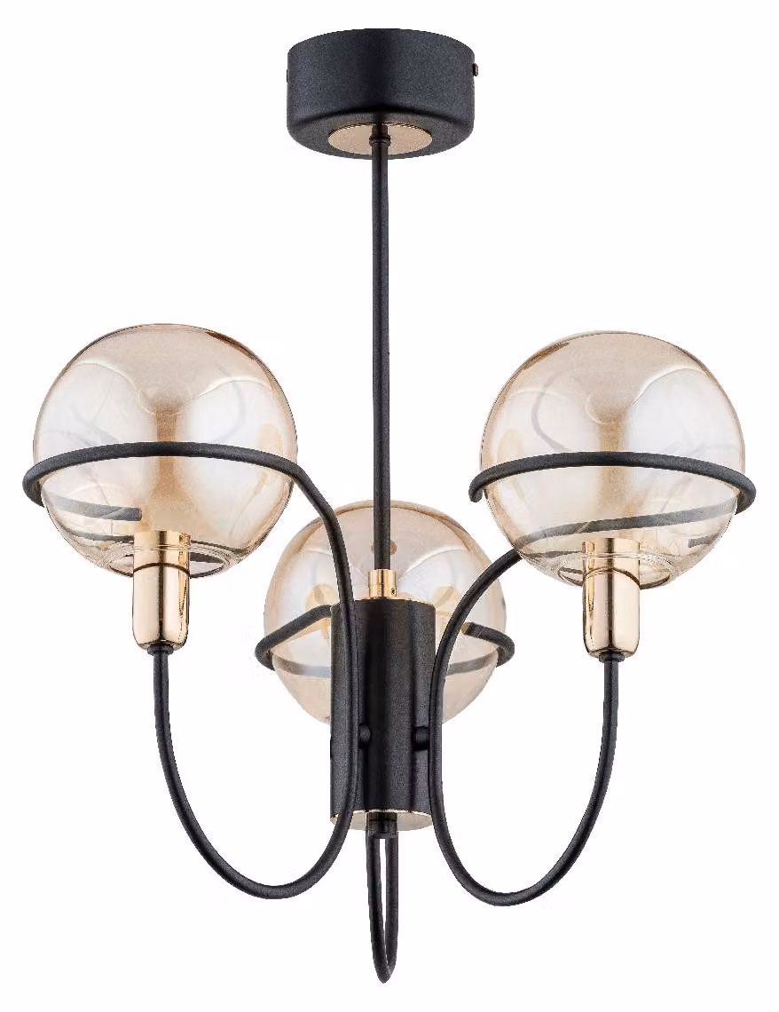 Lampada a sospensione PETRA nero-ambra-oro 3xE14x10W metallo dim.: 52x58x58 cm IP20 Alfa