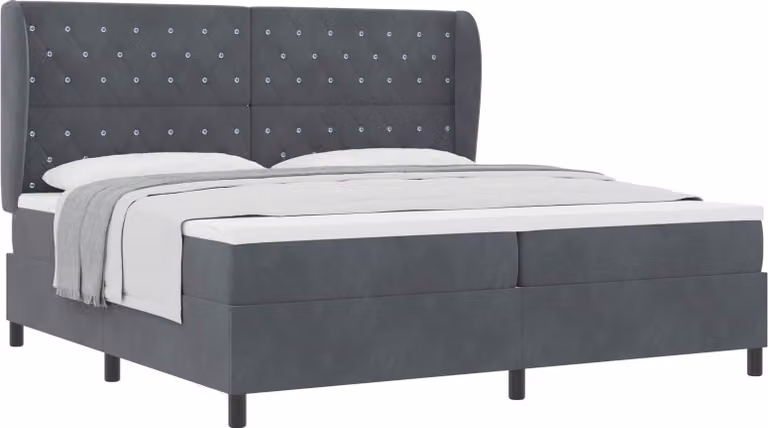 Letto a molle con materasso grigio scuro 200 x 200 cm in velluto