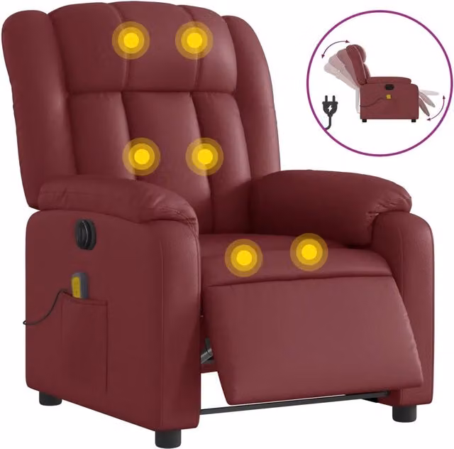 Poltrona Massaggiante | Sedia Relax Reclinabile Rosso Vino in Similpelle