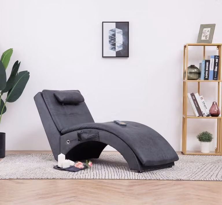 Maison Exclusive - Sdraio Massaggiante con Cuscino Grigia Pelle finta Scamosciata