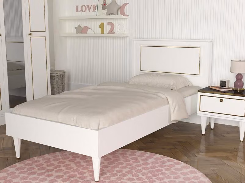 Doppelbett Bett Schlafzimmer 90х190сm Matratze Grau moderner Stil Holz