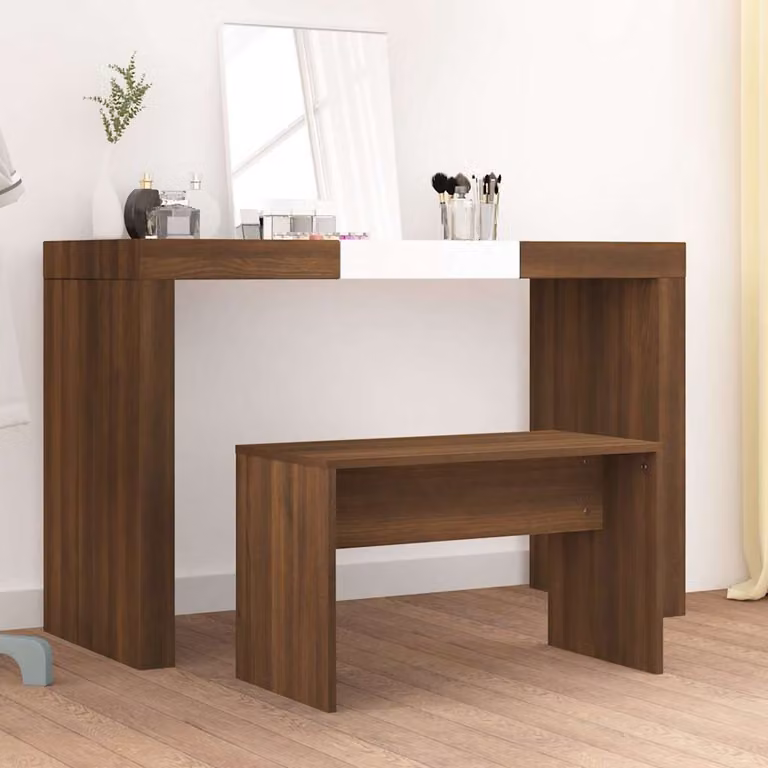 Sgabello da Toeletta vidaXL in Legno e MDF Marrone, L/P/H: 70 x 35 x 45 cm