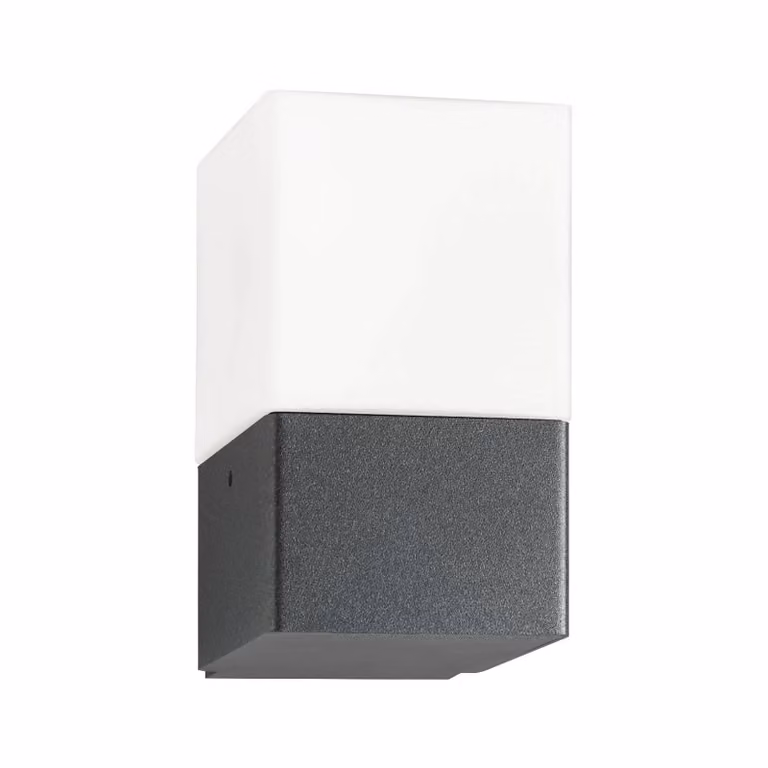LCD Applique da esterno Linus, grafite, acciaio inox, vetro opalino, E27 dimmerabile, Nero, Acciaio Inox, Moderno