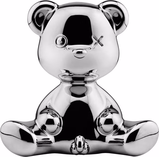 Lampada da tavolo Qeeboo Teddy Boy in metallo color argento con attacco E27
