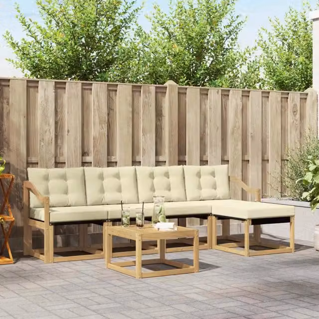 Set di divani da esterno 6 pz Bianco e Crema 3389412