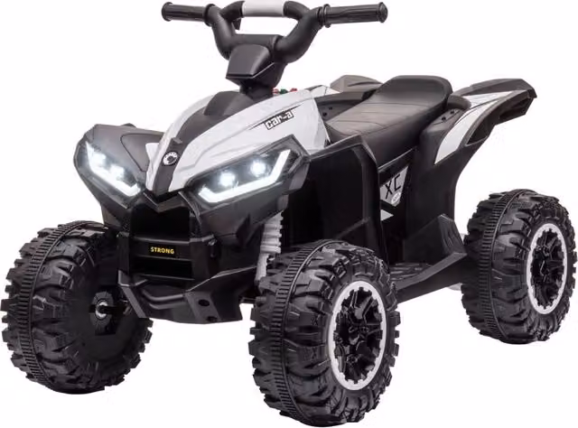 Quad Elettrico per Bambini GIORDANOSHOP 12V con Luci, Suoni e Ruote Larghe Bianco e Nero