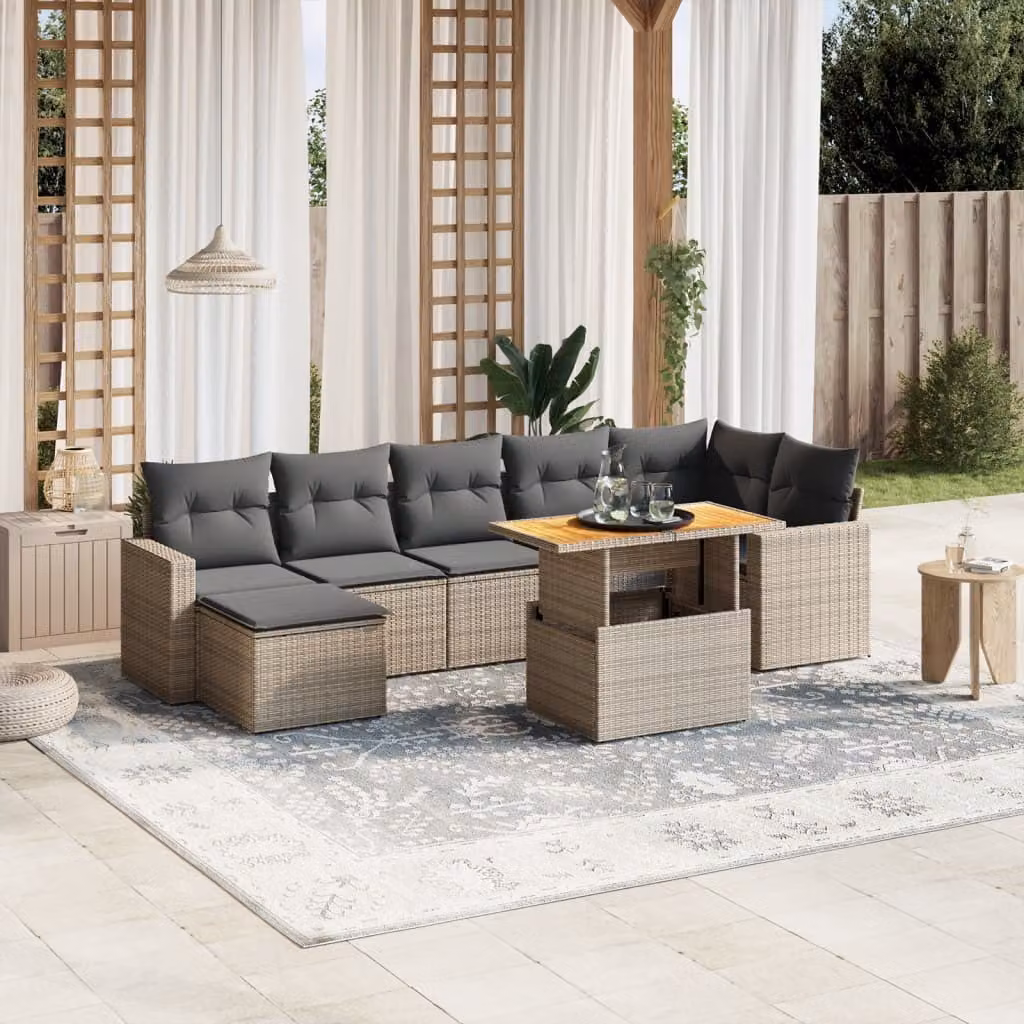Maison Exclusive - Set Divano da Giardino 8 pz con Cuscini Grigio in Polyrattan