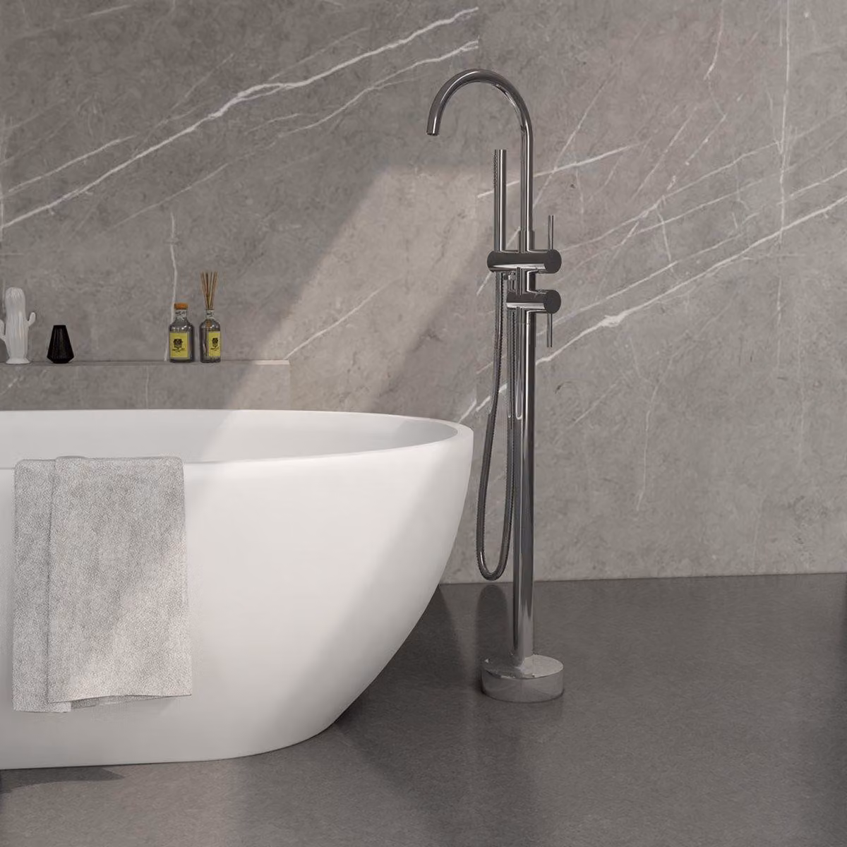 WEBO Atlanta rubinetto per vasca freestanding con doccetta, cromo