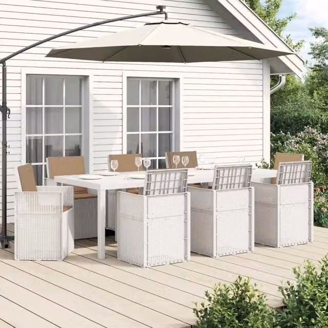 Set da Pranzo per Giardino 9 pz Bianco e Tortora PP 3430097