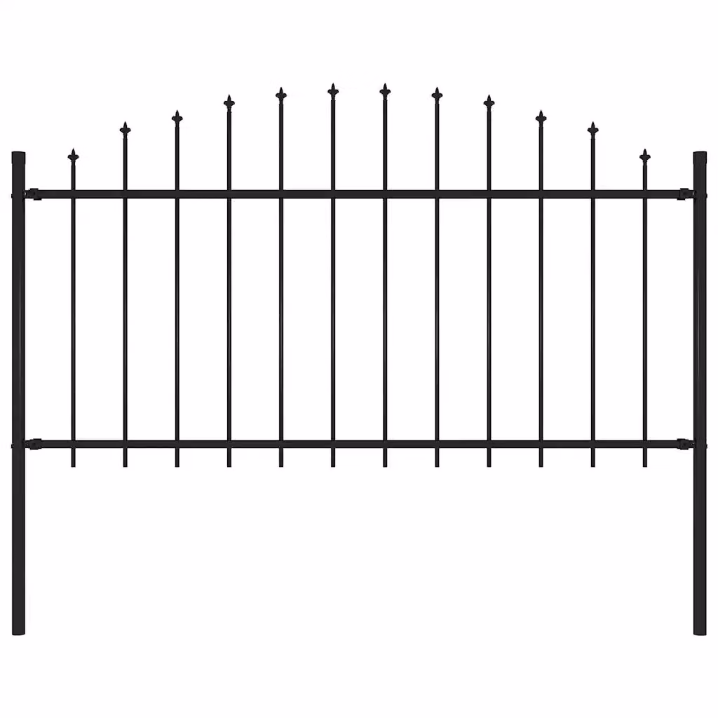 Recinzione da giardino vidaXL Woerden con punta a lancia in acciaio nero, H: 170 cm, L: 150 cm