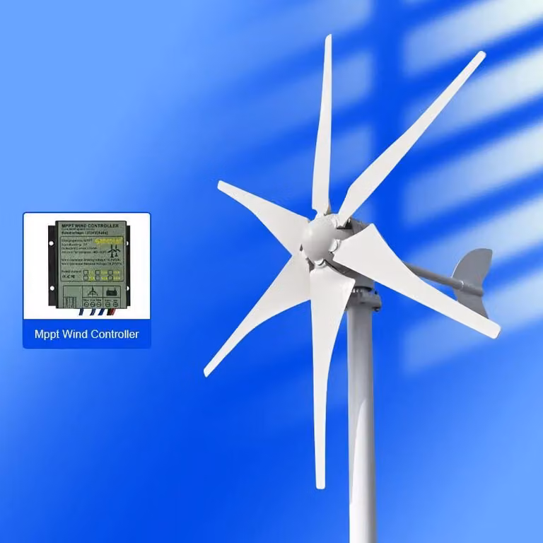Generatore eolico - Turbina eolica S6-4000 - 4000 W - 12 V - 6 pale - Regolatore Free Control - Velocità di avvio 1,5 m/s - Lega di alluminio - Bianco
