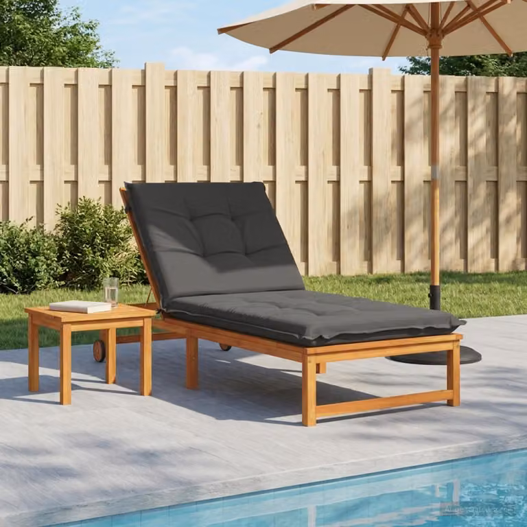 vidaXL Cuscino per Lettino GEMERT Antracite in Poliestere con Rivestimento Rimovibile e Resistente ai Raggi UV L: 190 cm, P: 70 cm, H: 9 cm