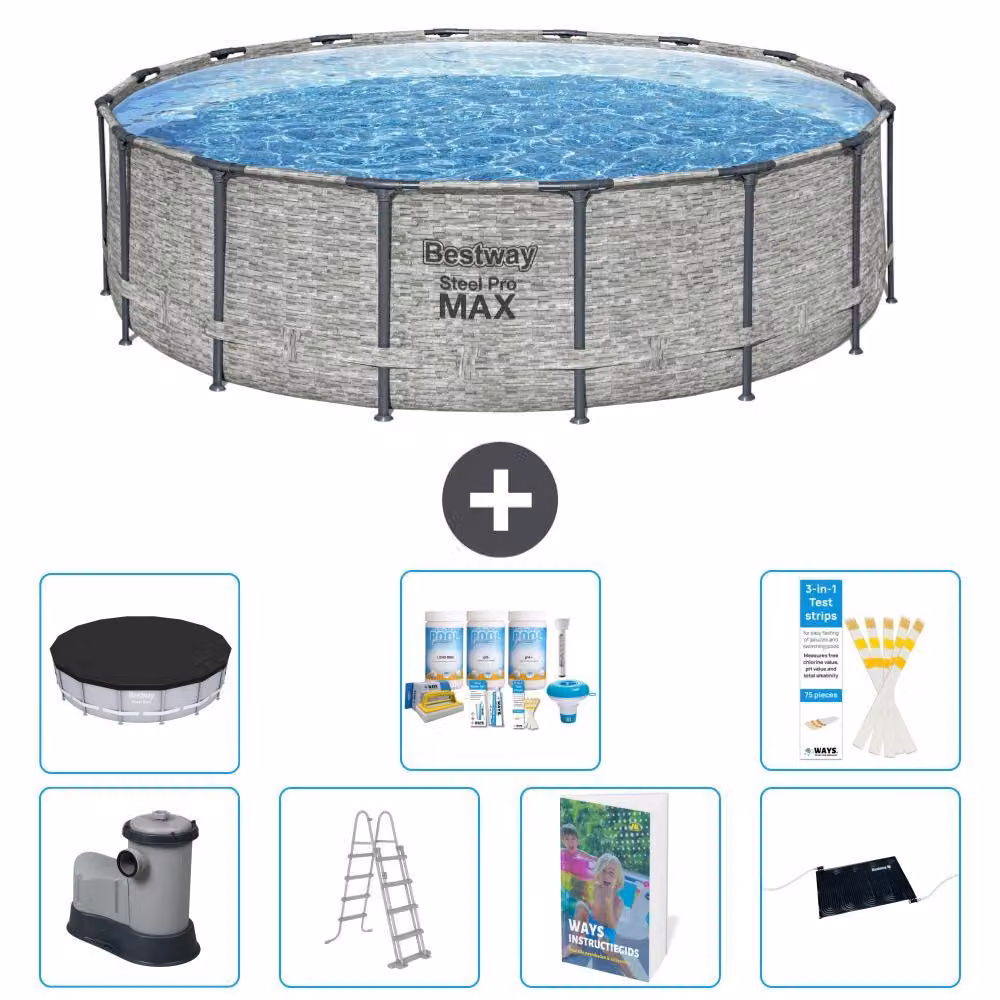 Piscina gonfiabile Bestway Steel Pro MAX, rotonda, 488x122 cm, composta da 6 parti, modello S632
