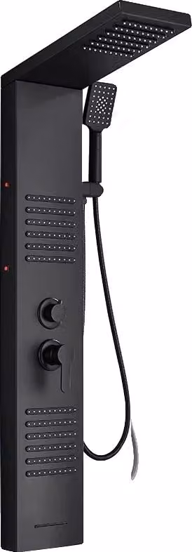 Pannello doccia a LED, nichel spazzolato, indicatore della temperatura dell'acqua, nero 6004