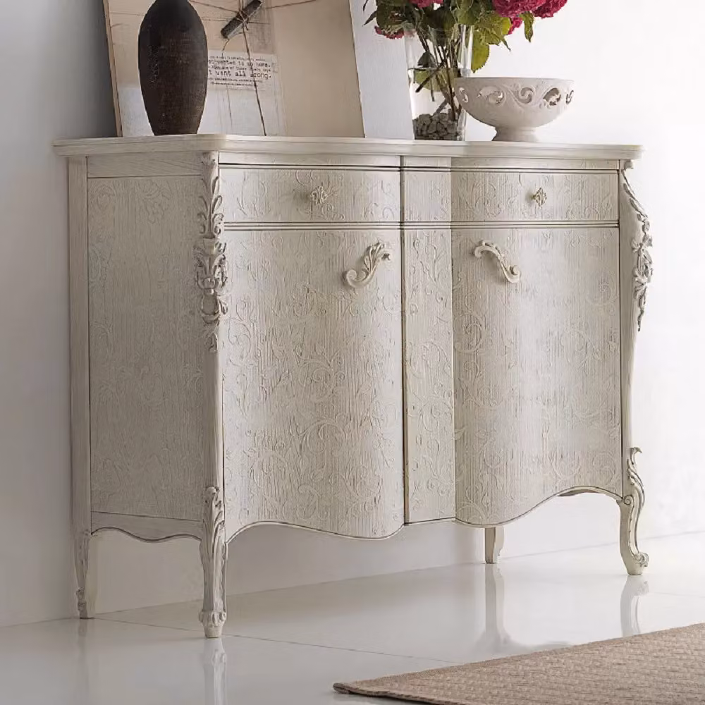 Madia credenza sagomata con 2 ante in legno bianco Mobili 2G L/P/H: 137 x 57 x 110 cm – 2