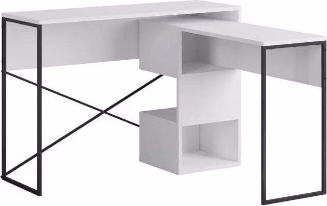 Scrivania modulare in legno "Badau" - 110 x 102 x 77 cm - Bianco