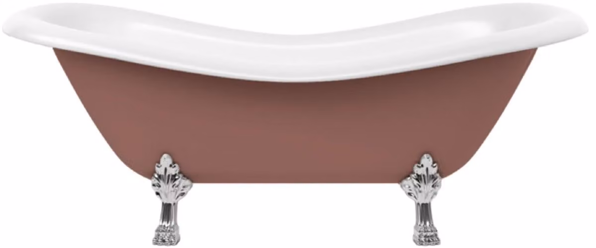 Casa Padrino Vasca da bagno Art Nouveau marrone / bianco / argento 188 cm - Vasca da bagno freestanding in stile retrò