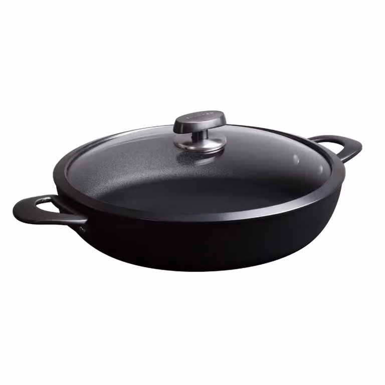 Tegame serie PRO SB+ in alluminio antiaderente per induzione con coperchio, diam. 32cm