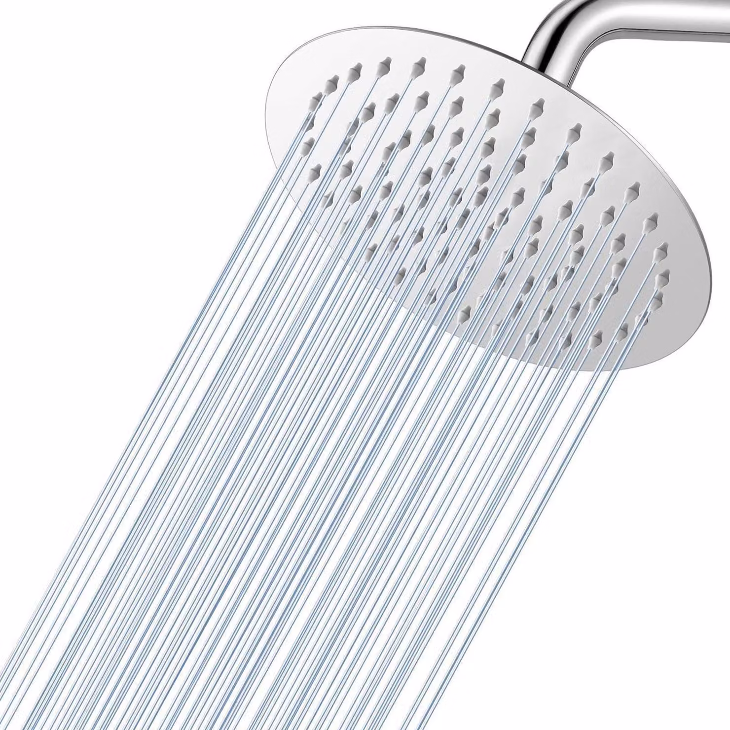 Doccia a soffione circolare cromato in acciaio inossidabile 304, diametro 20 cm, con ugelli in silicone antincrostazioni e a risparmio idrico