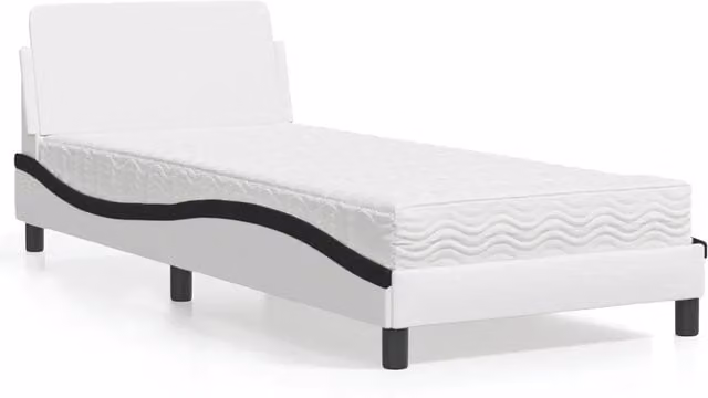 Letto con Materasso Dover vidaXL in Similpelle Bianco e Nero 90x190 cm