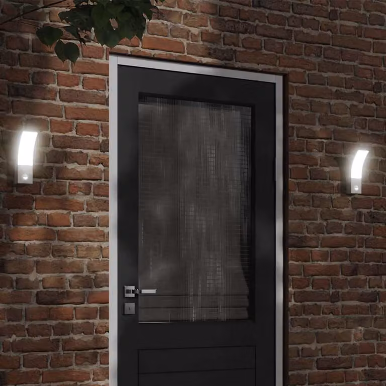Set di 2 applique da esterno vidaXL con LED e sensore di movimento, colore bianco, in alluminio e plastica, con illuminazione up/down e protezione IP54