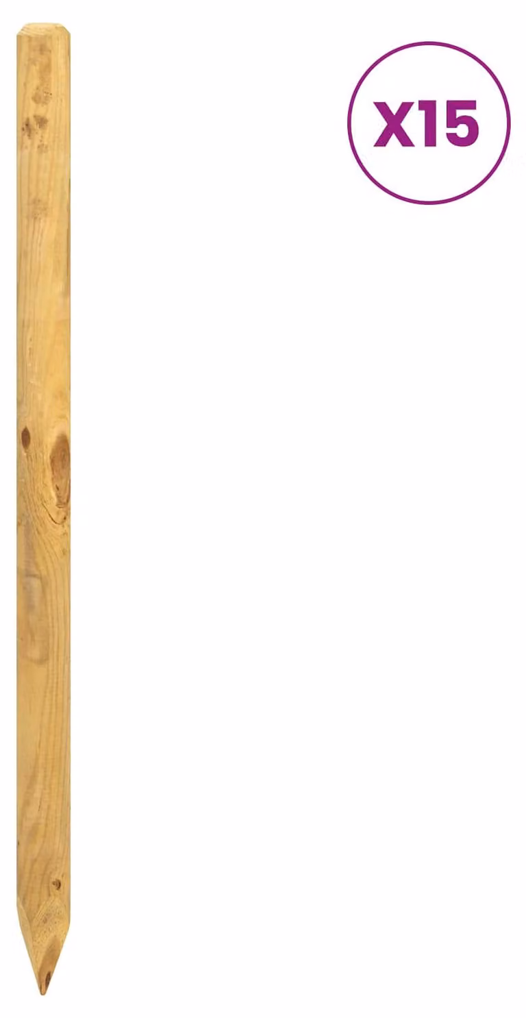 Pali di recinzione, 15 pezzi, colore marrone, altezza 60 cm, legno di pino massello
