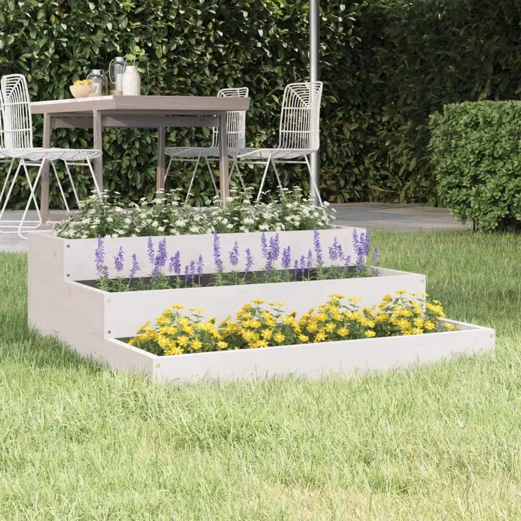Fioriera rialzata vidaXL in legno di pino bianco L: 78 cm, P: 78 cm, H: 27 cm