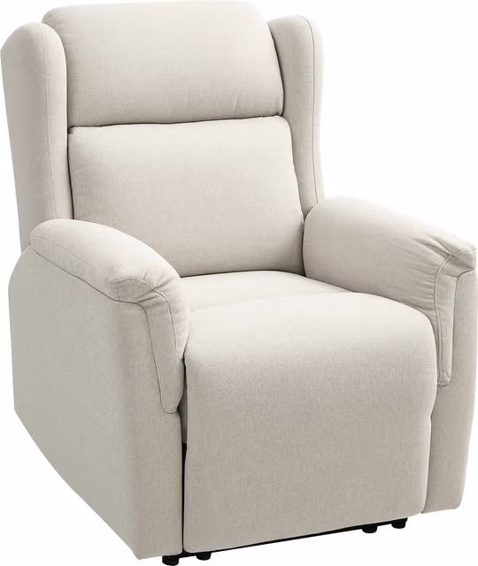 Poltrona Relax HOMCOM con Poggiapiedi Integrato, Inclinabile fino a 160°, Sedia Imbottita in Effetto Lino, Beige, L/P/H: 80 x 94 x 101 cm