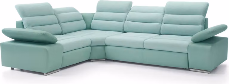 FURNLUX Divano angolare Corfu Verde e Argento 296cm / Colore principale: Verde / Dimensioni: 296 x 100 x 225 cm