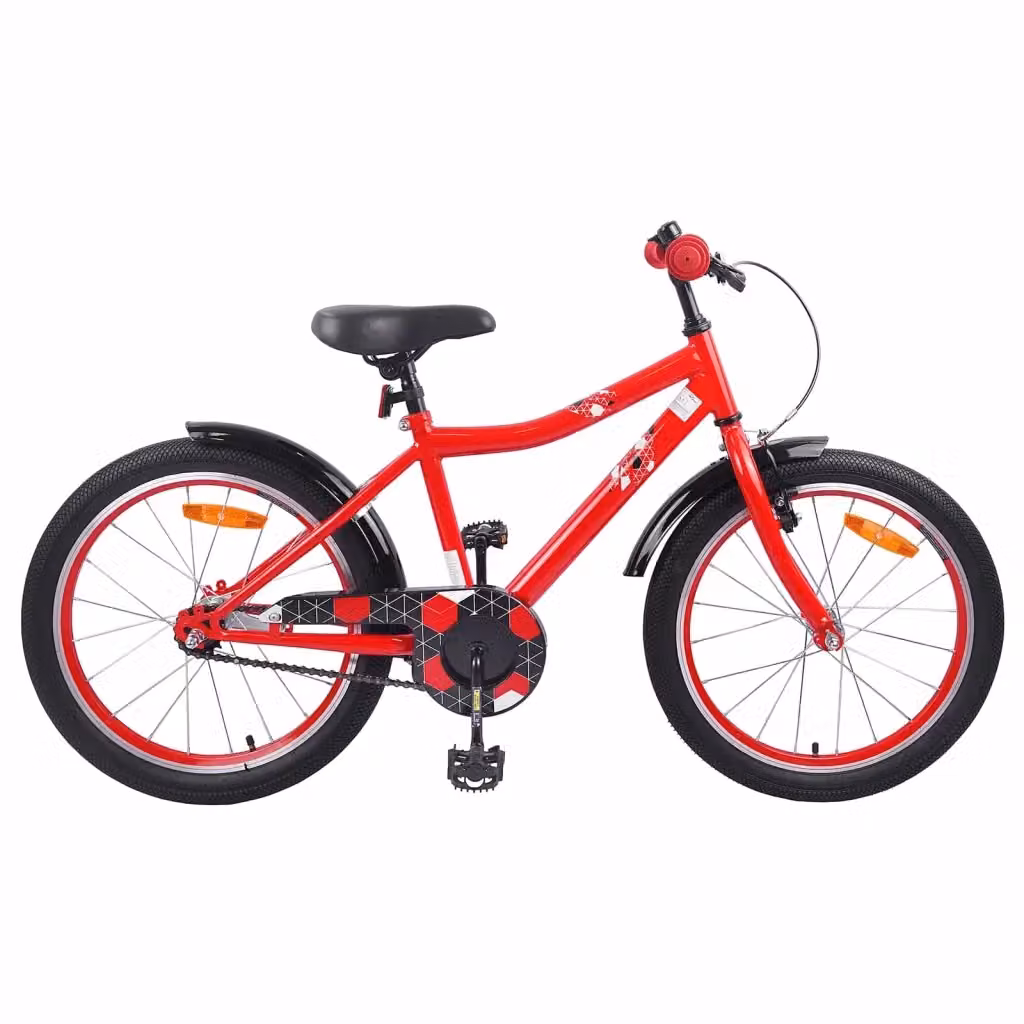 Bicicletta per bambini da 18 pollici rossa con struttura in metallo e pneumatici in gomma per bambini dai 5 ai 7 anni – 2